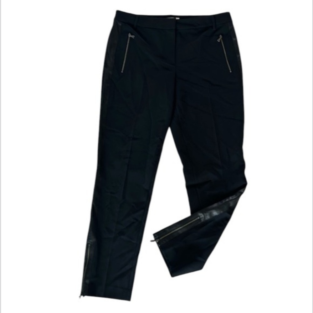 Rebecca Taylor Lamb leather trimped pants size 10 black